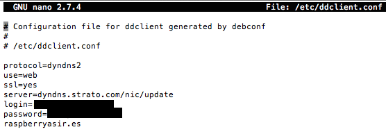 captura 2 configuración cliente DDNS ddclient