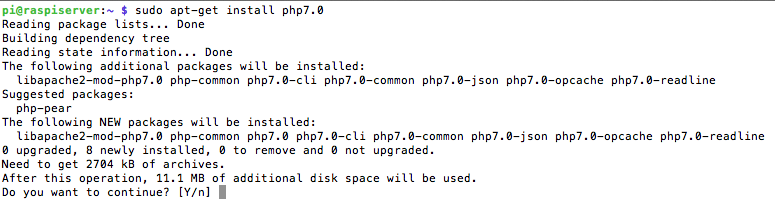 captura comando instalación php7.0