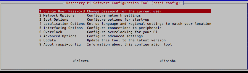 captura menu configuración raspi-config
