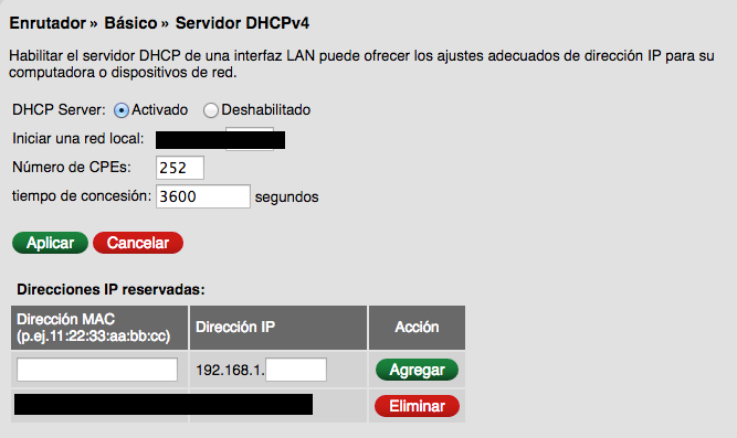 captura config dhcp router
