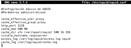 capturaejemplo archivo configuración squid.conf
